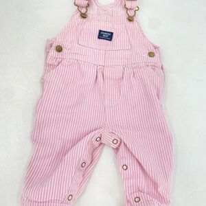 OshKosh B'gosh Pink and White baby Striped Overalls 6-9months